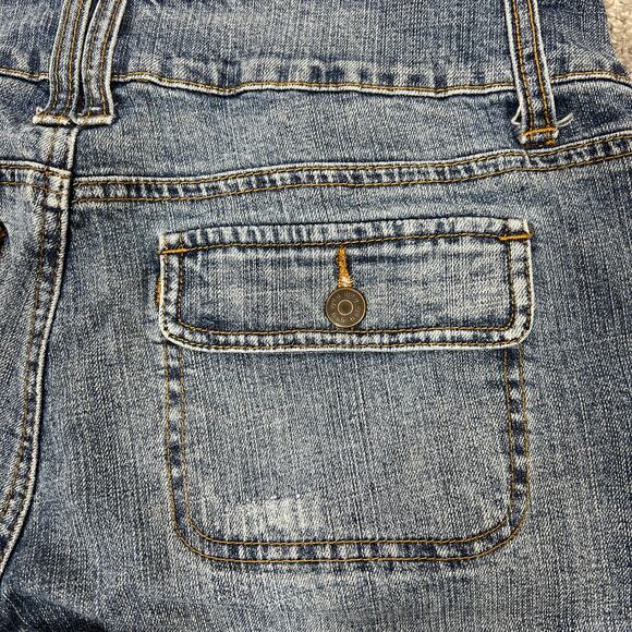 Y2K Grunge Bermuda Jean Shorts Sz 14 Stretch Denim Retro 90s Skater Wide Waist - Picture 6 of 13